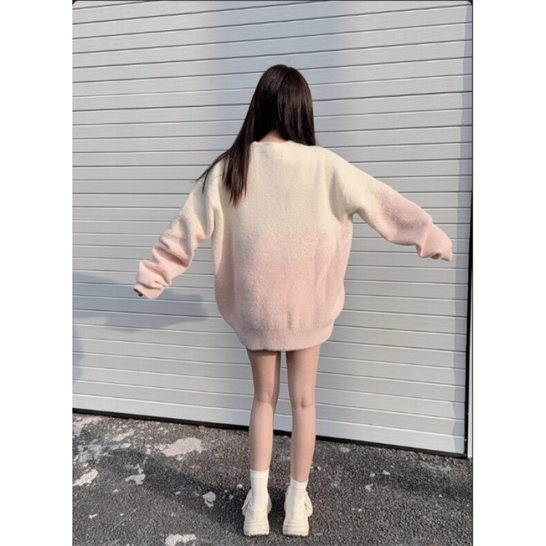 软糯渐变粉色提花毛衣男女套头冬季设计感小众氛围感水貂绒针织衫,男装针织衫/毛衣,星座506
