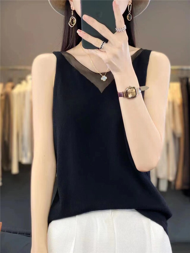 2024年秋季新款潮流百搭时尚大气打底吊带背心，女装背心吊带，牧雅羊绒