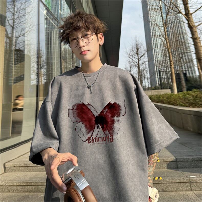 特P19控382024夏季新款麂皮绒圆领短袖T恤RT426,男装T恤,电商B370