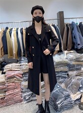 2021秋冬新款时尚高端大气海军领腰带长款百分百羊毛双面呢，其它，L·H·X