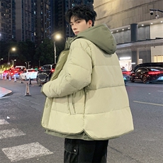 日系复古假两件连帽棉衣男冬季宽松情侣冬季棉服M0829-P103，男装棉衣，星座308B-2