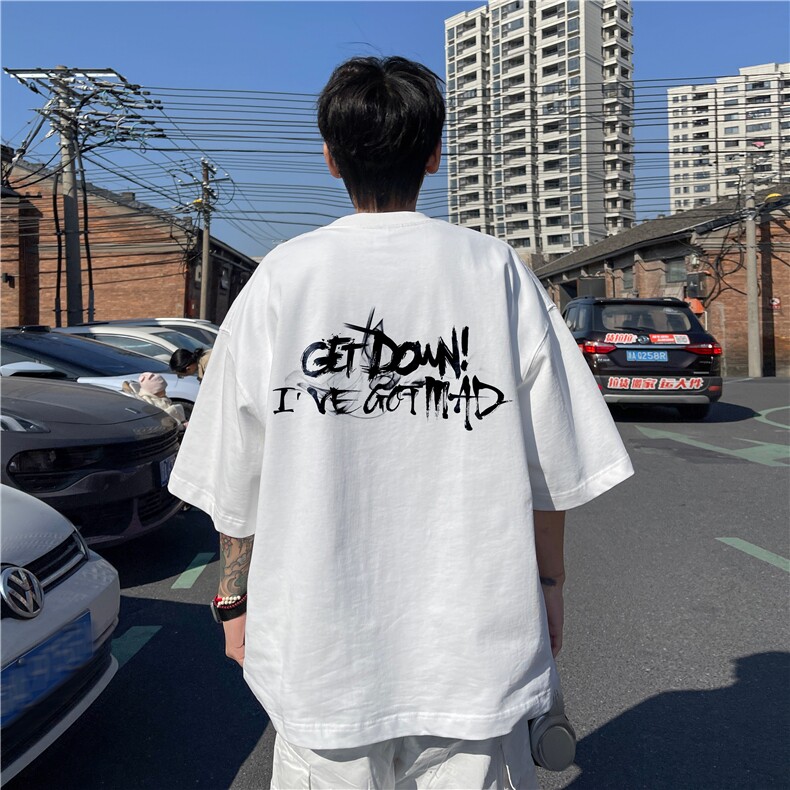抖音得物直播品质潮流字母印花宽松短袖T恤dcm310-特批20控38,男装T恤,星座605(原A050)