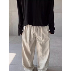 现货亚麻直筒休闲裤男士阔腿裤韩系通勤cleanfit穿搭K06030特P45，男装休闲裤，星座1004（原星座815-3）