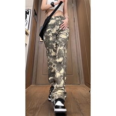 2025春夏美式高街迷彩微喇牛仔裤男街头宽松拼接直筒休闲G970-P55，男装牛仔裤，星座301D-3