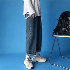 牛仔裤男潮牌直筒宽松男生裤子韩版潮流阔腿拖地老爹长裤kz88-p38图片
