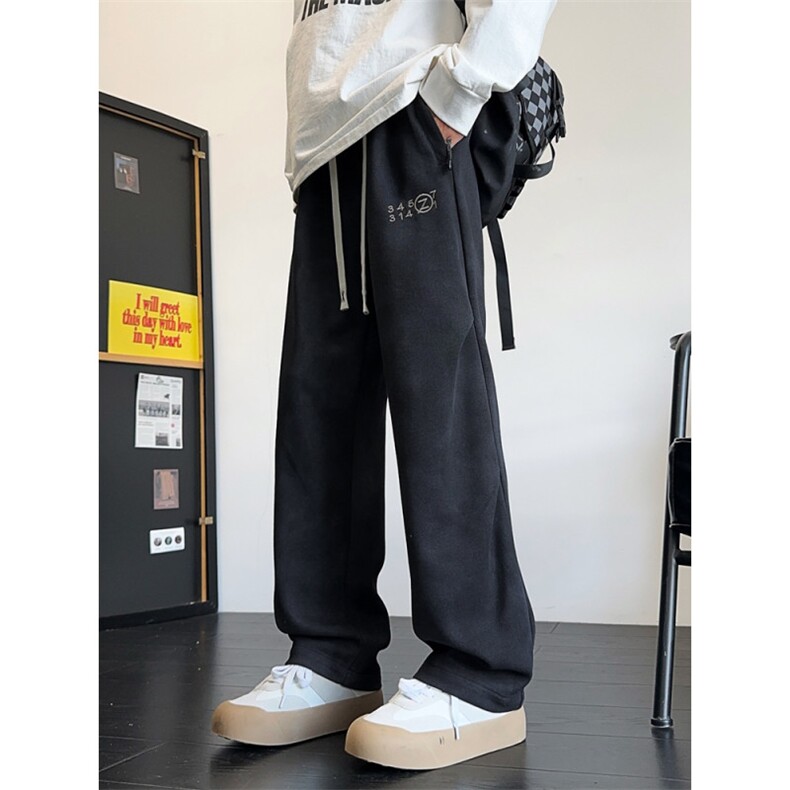 秋款美式复古阔腿男女扎染刺绣垂感休闲卫裤P45，男装休闲裤，电商B388