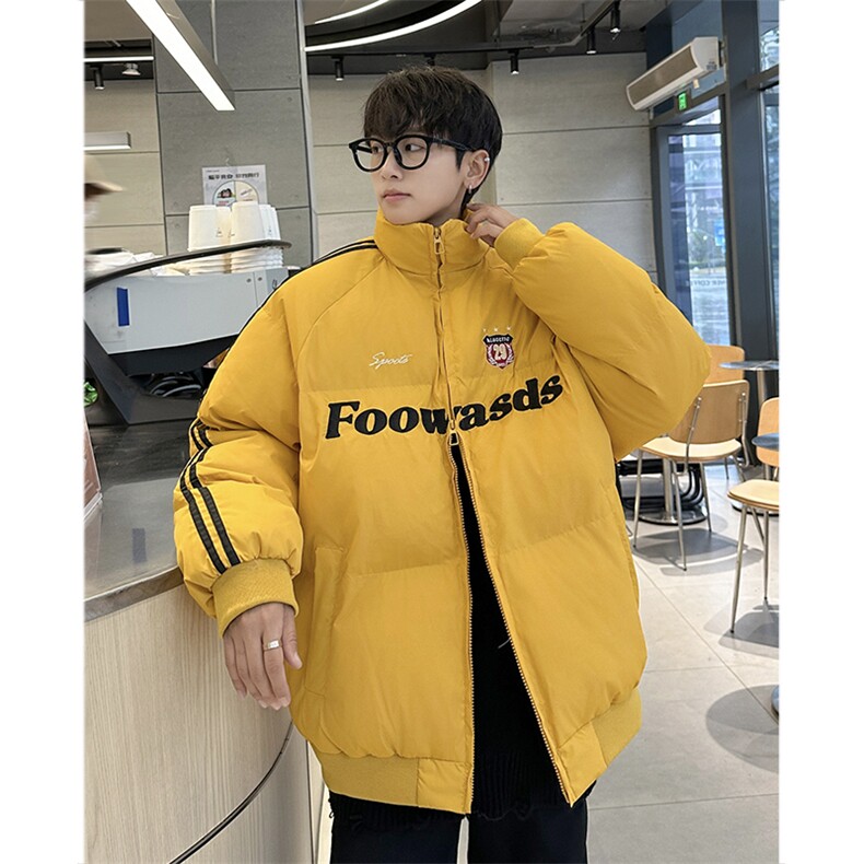 美式复古高街条纹袖棉衣立领棉袄冬季面包服外套M0993-P110,男装棉衣,星座308B-2