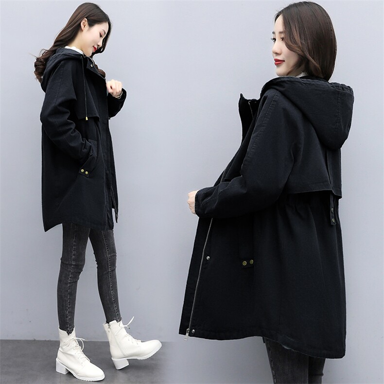 有现货2021冬季新款休闲时尚加绒加棉外套连帽中长款保暖棉服,女装棉衣/棉服,依万里