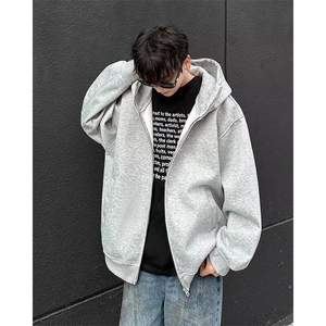 廓形连帽开衫卫衣外套男春季2025美式宽松休闲慵懒拉链WB377-P55图片