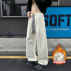 大码直筒裤男时尚加绒银狐绒编织绳拖地束腿裤K1033J加绒-P45控78，男装卫衣，电商A001