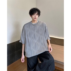 8XL-M特大码夏季短袖冰丝皱感透气T恤男潮垂感宽松半袖DX305P45，男装T恤，电商D206-1