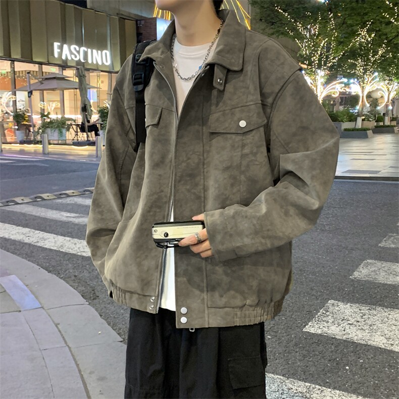 秋冬新款时尚休闲皮衣拉链外套男士JK02559-P95图片