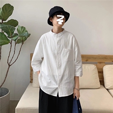 2025衬衫男士夏季薄款冰丝衬衣男生上衣服潮牌流休闲外套，男装衬衫，星座715-4