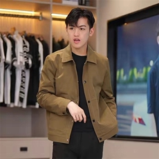 春夏新款翻领商务休闲夹克外套男士纯色简约百搭时尚开衫长袖上衣，男装夹克，星座1210-1