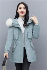 2021冬季新款时尚气质休闲腰部抽绳棉衣抽绳设计显瘦显身材派克服，女装派克服，涵亦佰惠