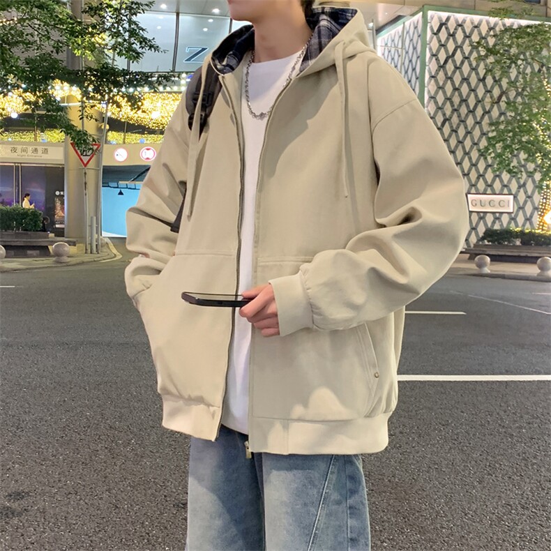 格子连帽夹克男春季美式高街复古高级感宽松外套A406JK3517P85,男装夹克,星座309（原A406）