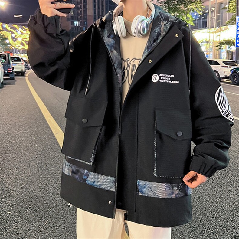 冲锋衣外套男秋季青少年潮牌痞帅炸街夹克登山服A436-23302-P70,男装夹克,电商A436