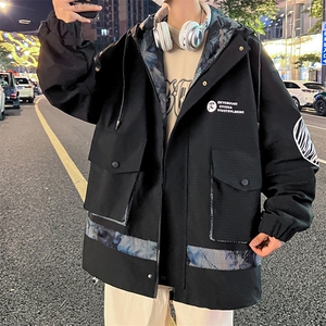 冲锋衣外套男秋季青少年潮牌痞帅炸街夹克登山服A436-23302-P70,男款adlv怎样搭配衣服图片