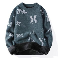 秋冬男士天鹅绒休闲百搭加绒加厚一体绒毛衣打底针织衫M809-P48，男装针织衫/毛衣，星座310B-3
