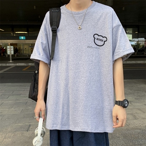 小众设计感夏装小熊刺绣短袖T恤男女新ins宽松半袖上衣 T585-P22图片