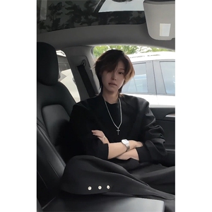 美式解构拼接boxy卫衣男款春季青少年圆领上衣25XW99578特批20图片