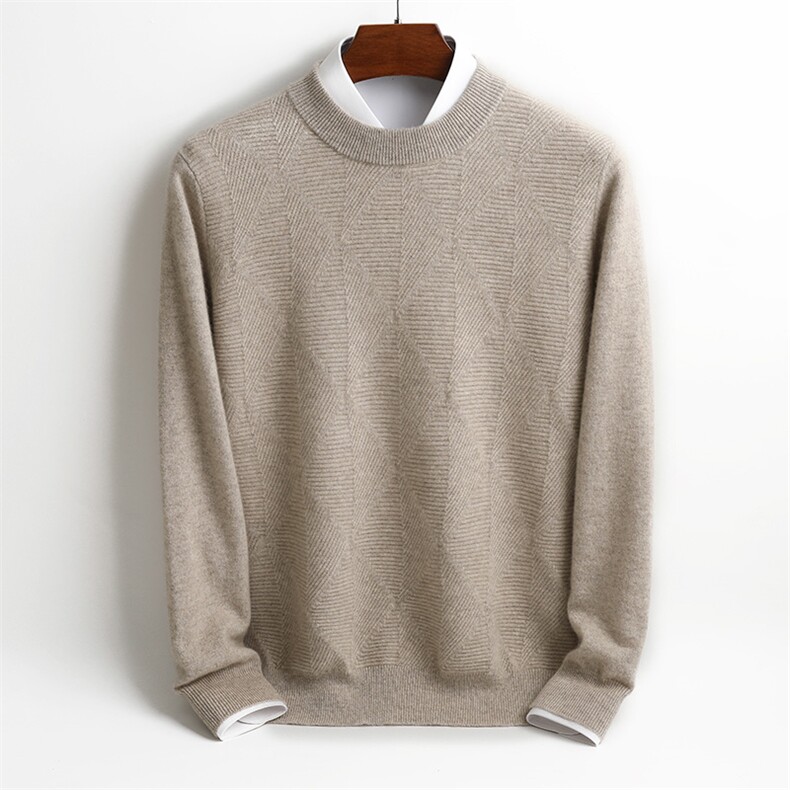 秋冬新款男士纯山羊绒纯色圆领舒适上衣套头百搭羊绒针织衫，男装羊绒套衫，君道羊绒