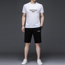 2023年夏款潮流休闲时尚男士运动短裤短袖套装P130，男装休闲套装，电商D223-1