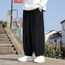 现货风新款大码休闲裤男士棉麻纯色简约裤A021-ZK62-70控98，男装休闲裤，电商A021