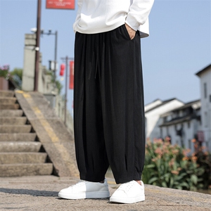 现货 风新款大码休闲裤男士棉麻纯色简约裤A021-ZK62-70控98图片
