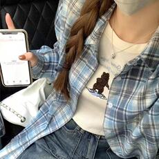 美式磨毛格子衬衫男春夏季潮牌宽松休闲cleanfit学生长袖衬衣外套，男装防晒衣，星座513