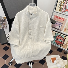 夏季薄款亨利领短袖T恤潮流宽松休闲百搭上衣POLO衫，男装Polo衫，星座410-7