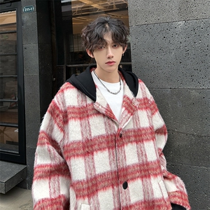 现货 秋季粗格子连帽男大休闲百搭夹克外套男  A071-L16-P108图片