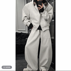 2026春季休闲连帽宽松夹克弯刀长裤套装W368-P128K368-P78(网图，男装夹克，电商B267