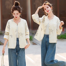 新中式G风复古高端刺绣薄款外套女2026春季新高级感开衫香风上衣，女装短外套，奕薇雅