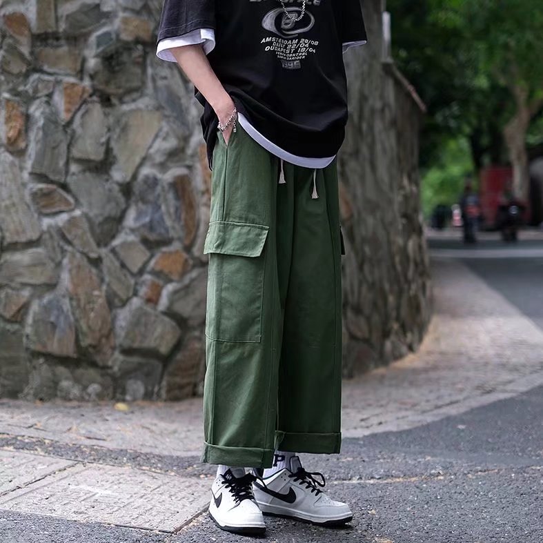 工装休闲裤男口袋港风潮流2023夏季新款ins宽松帅休闲裤K1749-P36,男装休闲裤,星座412-3