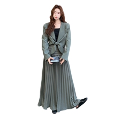 （新品）气质翻领蝴蝶结设计感百褶半裙套装F670-P175-K288，女装套装/套裙，2C255