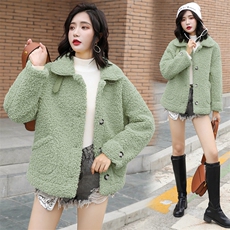2021秋冬新款仿羊羔毛复合皮毛一体颗粒绒大衣女百搭皮草厚外套，女装羊羔毛/颗粒绒，瑶迪依秀