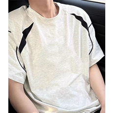 【网图现货】美式宽松撞色拼接设计感短袖T恤T727/P32，男装T恤，星座205-3
