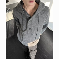 韩系慵懒氛围感半开衫毛衣男冬宽松休闲套头针织衫上衣MZ728-P51，男装针织衫/毛衣，星座412-2