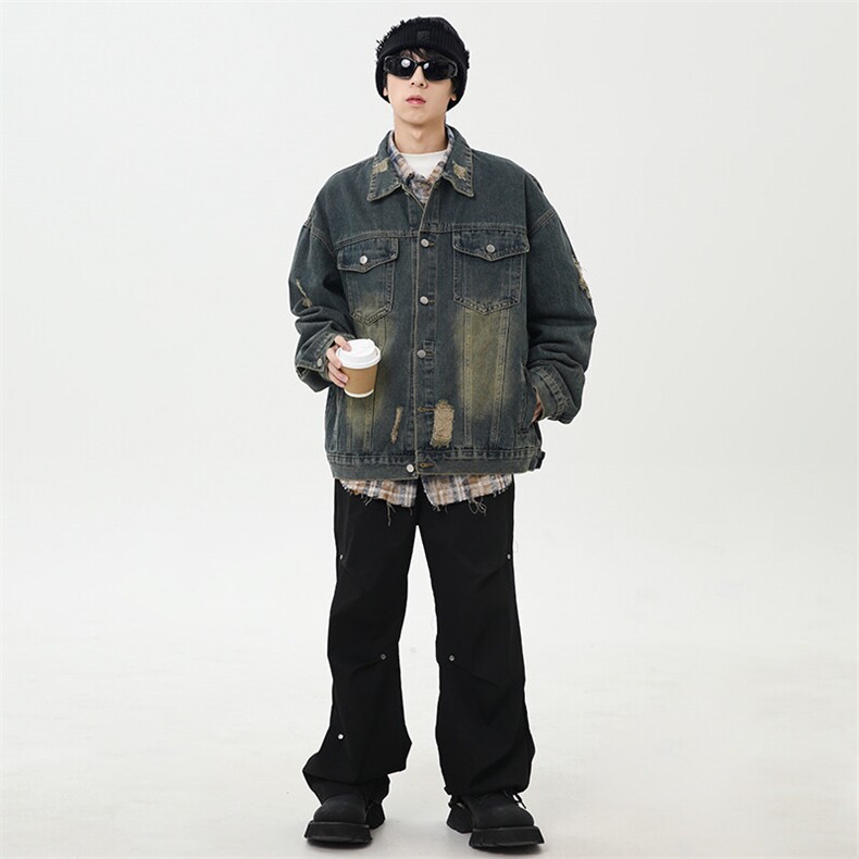 《现货主推》春季破洞牛仔夹克外套GXX03-P80控118,男装夹克,电商C303