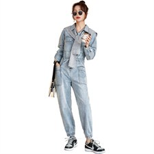 2021春季新款时尚潮流休闲舒适工装牛仔连体裤，女装连体裤，纯色衣恋