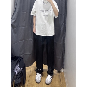 美式高街 hiphop冰丝铆钉微喇休闲西裤货号K2425P55图片
