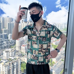 短袖衬衫拼团字母印花上衣修身款式 T137图片