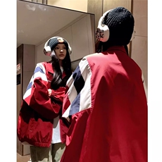 J503-P50日系复古拼色冲锋衣男秋季户外休闲防风外套潮牌宽松，男装夹克，电商B323A
