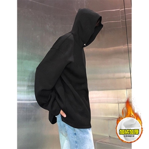 480G重磅加绒硬挺boxy男女秋冬美式高街结构一粒扣连帽卫衣厚外套图片