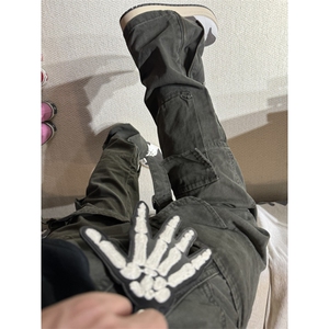 【有货】军绿色绑带工装裤男潮牌美式高街vibe裤子直筒D713LL-P60图片