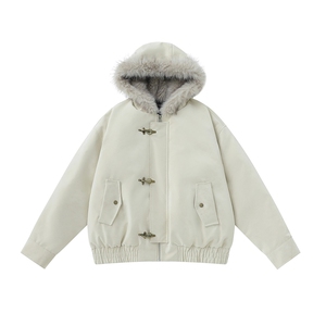 手塞棉）雾面皮衣男冬季飞机扣加厚连帽棉服AMF003-P130-控249图片