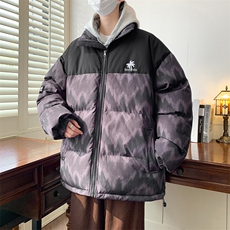 秋冬2024新款立领加厚拼接印花棉衣外套A436-5902-P98控价138，男装棉衣，电商A436