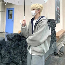 抖音得物高品质二开25秋冬美式重磅宽松结构双面连帽卫衣外套W68，男装卫衣，电商A486