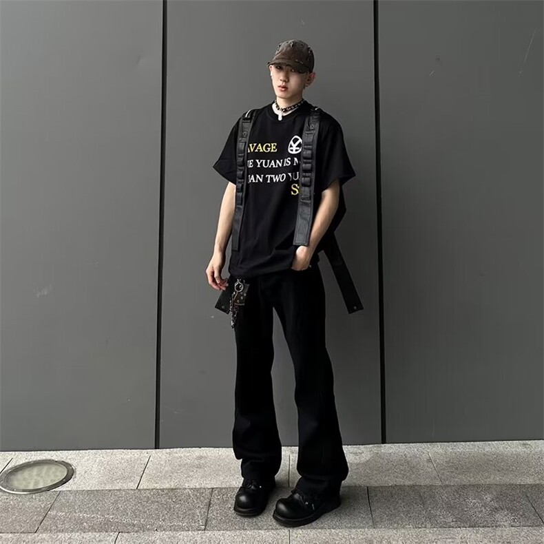 潮高街裤子潮ins拉链直筒裤修身牛仔裤男裤脚NZ740,男装牛仔裤,星座1116A-1（原606A）